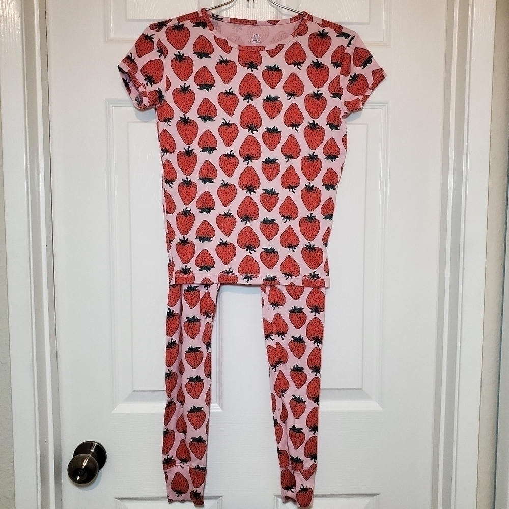 Gap Kids 100% Organic Cotton Strawberry Print PJ Set Sz 14